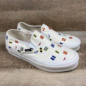 VANS OG Style 48 LX Maritime Classic White Flags Slip On Mens 5 Womens 6.5 NEW